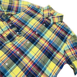Ralph Lauren Blue Label Neon Plaid Button Down Shirt Yellow Blue Pony Logo Men S